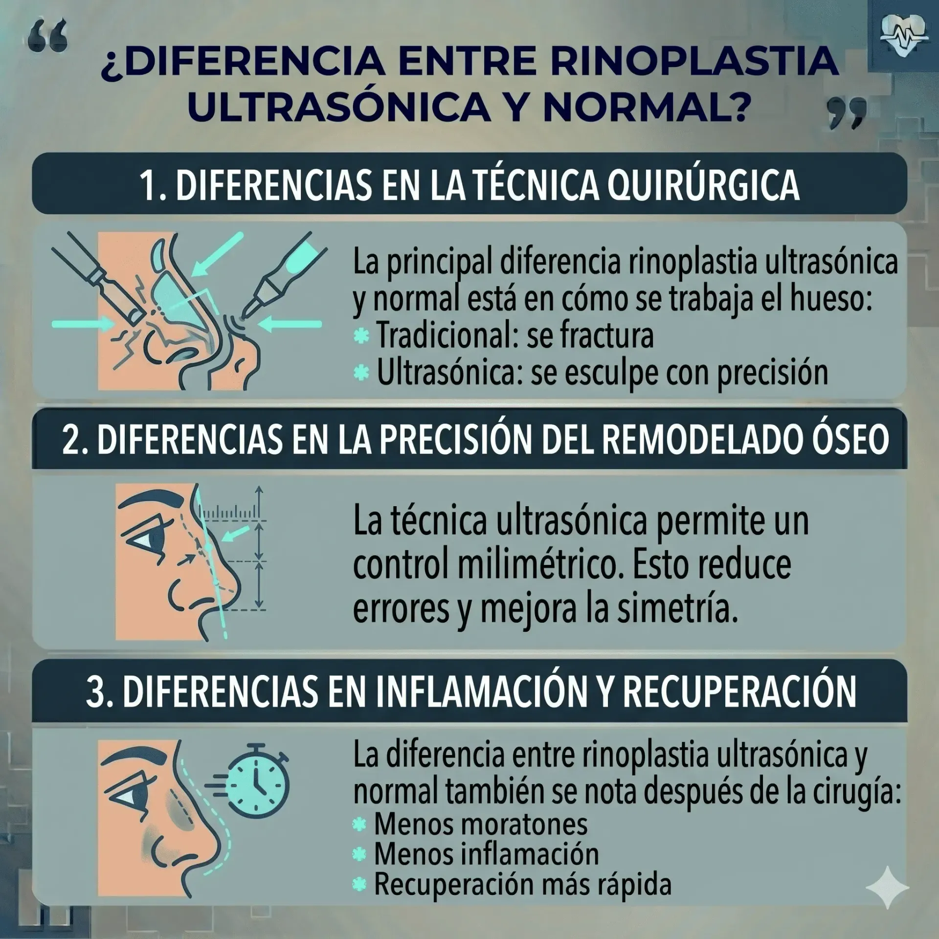 Diferència entre rinoplàstia ultrasònica i rinoplàstia tradicional